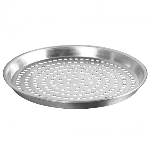 Perforated Standard Weight Aluminum Tapered / Nesting Deep Dish Pizza Pan