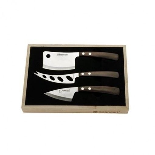 Legnoart Latte Vivo 3 Piece Cheese Knife Set in Wooden CrateIn 