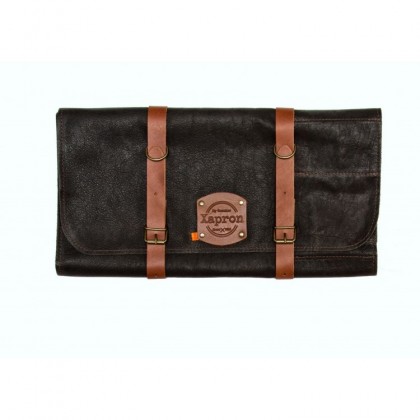 Handmade leather knife roll "Utah" Black - 10 knives