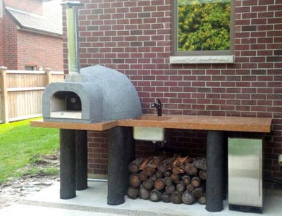 Wood oven on counter